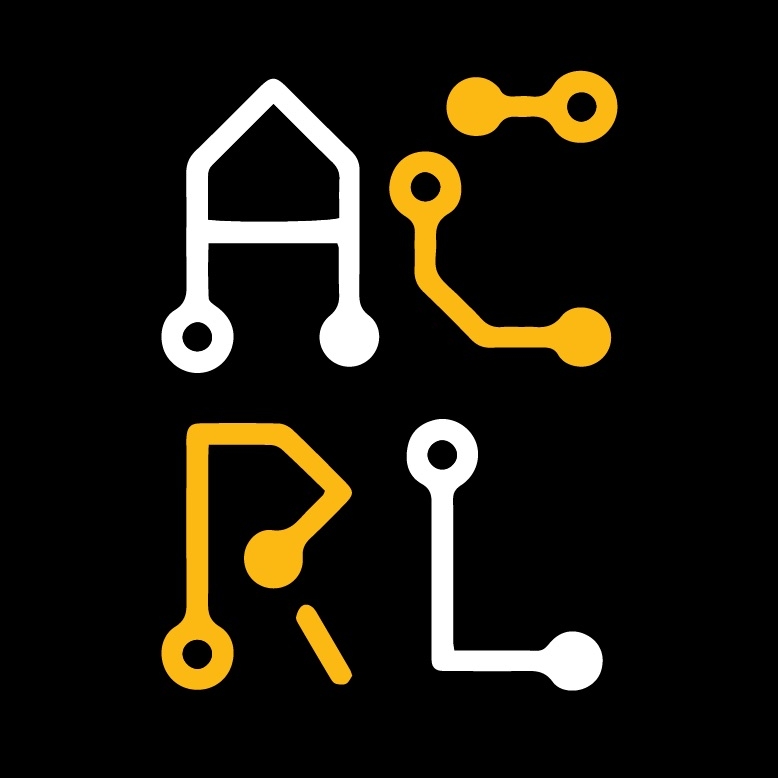 The ACRL logo with the A and L in white and the C and R in Harvey Mudd gold